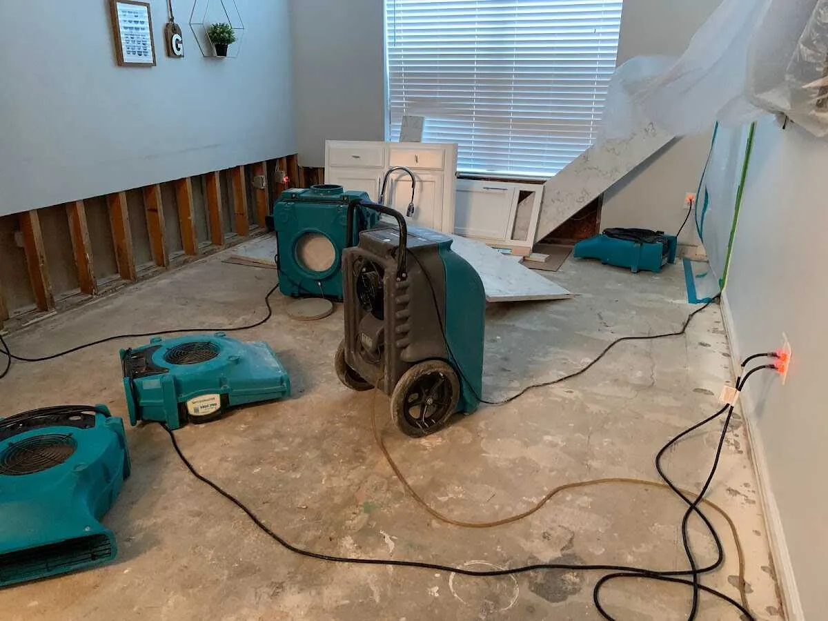 Dehumidifier in flood-cut room for Water Extraction & Removal in Bolivar